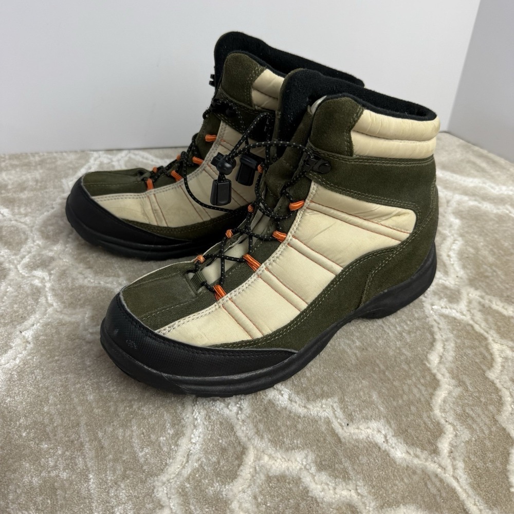 St. Johns Bay Men's Hiking Ankle Boots Size 8.5M Green Beige Suede Leather Upper